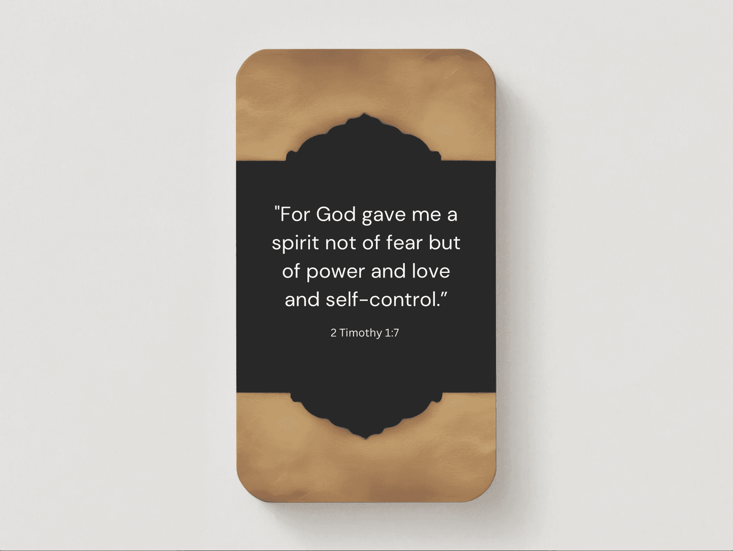 NEW WAVE SPEAK LIFE AFFIRMATION CARDS BUILD YOUR FAITH featuring 2 Timothy 1:7 scripture on a black and gold prayer card. Ideal for Christian gifts and daily inspiration.
