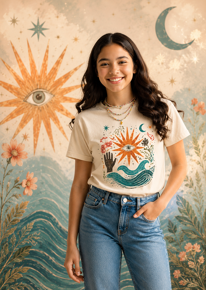 Urban Vibes Graphic Tees featuring bold streetwear art prints on white shirts.