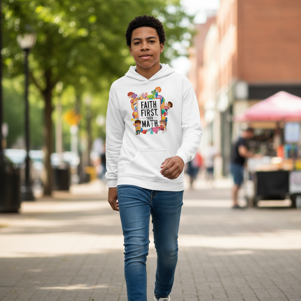 Faith First then Math Youth Hoodie